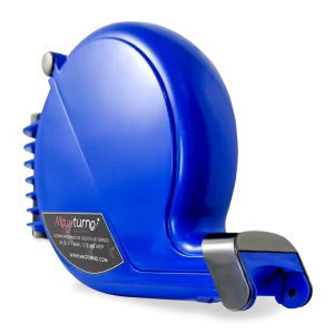 Dispensador de tiquetes de turnos mecánico o tipo caracol color azul producto de Ingetronik